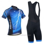 2014 Maillot Cyclisme Monton Noir et Bleu Manches Courtes et Cuissard