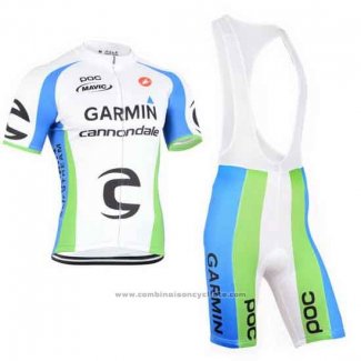 2015 Maillot Cyclisme Cannondale Vert et Blanc Manches Courtes et Cuissard