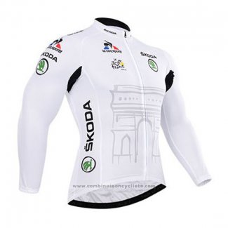 2015 Maillot Cyclisme Tour de France Blanc Manches Longues et Cuissard