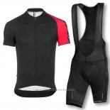 2016 Maillot Cyclisme Assos Noir et Rouge Manches Courtes et Cuissard