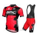 2016 Maillot Cyclisme BMC Noir et Rouge Manches Courtes et Cuissard