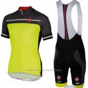 2016 Maillot Cyclisme Castelli Jaune et Gris Manches Courtes et Cuissard