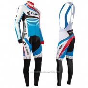 2016 Maillot Cyclisme Cube Bleu et Blanc Manches Longues et Cuissard