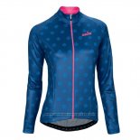 2016 Maillot Cyclisme Femme Nalini Rose et Bleu Manches Longues et Cuissard