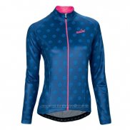 2016 Maillot Cyclisme Femme Nalini Rose et Bleu Manches Longues et Cuissard