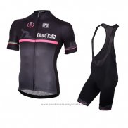 2016 Maillot Cyclisme Giro d'Italia Noir et Rouge Manches Courtes et Cuissard