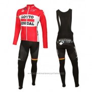 2016 Maillot Cyclisme Lotto Soudal Blanc et Rouge Manches Longues et Cuissard