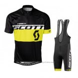 2016 Maillot Cyclisme Scott Jaune Noir Manches Courtes et Cuissard