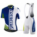 2016 Maillot Cyclisme Specialized Bleu et Blanc Manches Courtes et Cuissard