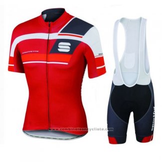 2016 Maillot Cyclisme Sportful Noir et Rouge Manches Courtes et Cuissard