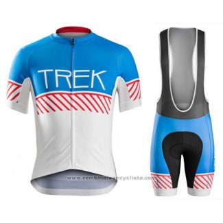 2016 Maillot Cyclisme Trek Bontrager Blanc et Bleu Manches Courtes et Cuissard