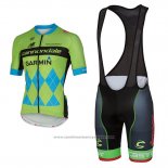 2017 Maillot Cyclisme Cannondale Vert et Bleu Manches Courtes et Cuissard