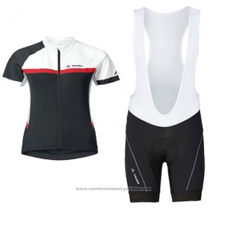 2017 Maillot Cyclisme Femme Vaude Blanc et Noir Manches Courtes et Cuissard