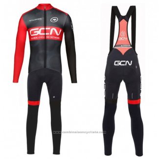 2017 Maillot Cyclisme GCN Noir et Rouge Manches Longues et Cuissard