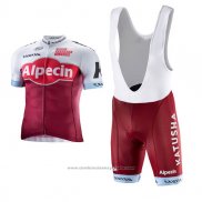 2017 Maillot Cyclisme Katusha Alpecin Rouge et Blanc Manches Courtes et Cuissard