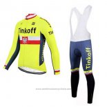 2017 Maillot Cyclisme Tinkoff Jaune Manches Longues et Cuissard