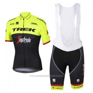 2017 Maillot Cyclisme Trek Segafredo Vert et Noir Manches Courtes et Cuissard