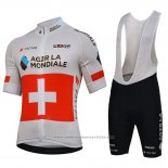 2018 Maillot Cyclisme Ag2r La Mondiale Champion Suisse Manches Courtes et Cuissard