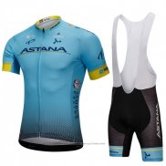 2018 Maillot Cyclisme Astana Bleu Manches Courtes et Cuissard