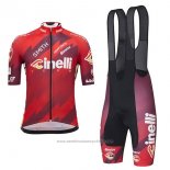 2018 Maillot Cyclisme Cinelli Fonce Rouge Manches Courtes et Cuissard