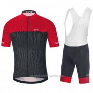 2018 Maillot Cyclisme Gore C3 Optiline Rouge et Noir Manches Courtes et Cuissard