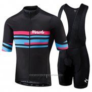 2018 Maillot Cyclisme Morvelo Noir et Bleu Manches Courtes et Cuissard