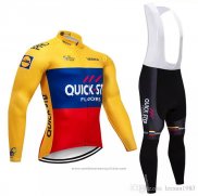 2018 Maillot Cyclisme Quick Step Floors Jaune Bleu Rouge Manches Longues et Cuissard