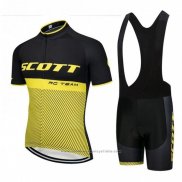 2018 Maillot Cyclisme Scott Rc Noir Jaune Manches Courtes Cuissard