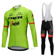 2018 Maillot Cyclisme Trek Segafredo Vert Manches Longues et Cuissard