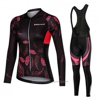 2019 Maillot Cyclisme Femme Mieyco Noir Rouge Manches Longues et Cuissard