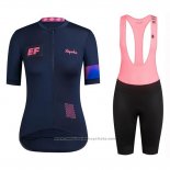 2019 Maillot Cyclisme Femme Rapha Fonce Bleu Rose Manches Courtes et Cuissard