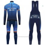 2019 Maillot Cyclisme Casteli De Rose Bleu Manches Longues et Cuissard