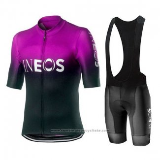 2019 Maillot Cyclisme Castelli Ineos Noir Violet Manches Courtes et Cuissard