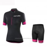 2019 Maillot Cyclisme Femme Cervelo Noir Rouge Manches Courtes et Cuissard