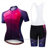 2019 Maillot Cyclisme Femme Miloto Violet Rose Manches Courtes et Cuissard