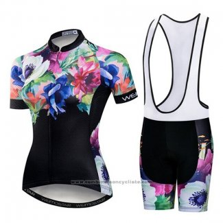 2019 Maillot Cyclisme Femme Weimostar Noir Vert Rose Manches Courtes et Cuissard