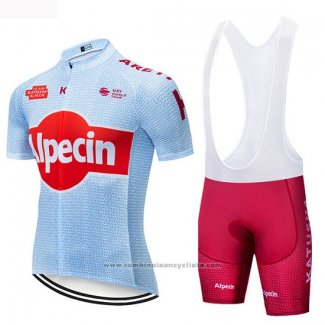 2019 Maillot Cyclisme Katusha Alpecin Lumiere Bleu Rouge Manches Courtes et Cuissard