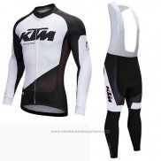 2019 Maillot Cyclisme Ktm Noir Blanc Manches Longues et Cuissard