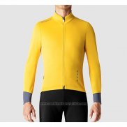 2019 Maillot Cyclisme La Passione Jaune Gris Manches Longues et Cuissard