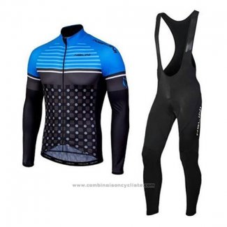 2020 Maillot Cyclisme Nalini Bleu Noir Manches Longues et Cuissard