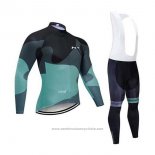 2020 Maillot Cyclisme Northwave Noir Gris Vert Manches Longues et Cuissard