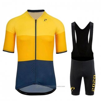 2020 Maillot Cyclisme Rapha Jaune Bleu Manches Courtes et Cuissard