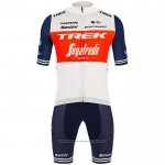 2020 Maillot Cyclisme Trek Segafredo Blanc Profond Bleu Manches Courtes et Cuissard