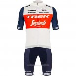 2020 Maillot Cyclisme Trek Segafredo Blanc Profond Bleu Manches Courtes et Cuissard