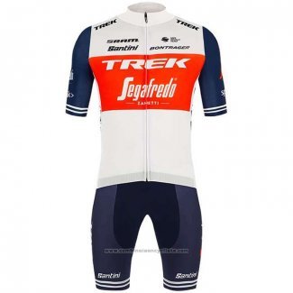 2020 Maillot Cyclisme Trek Segafredo Blanc Profond Bleu Manches Courtes et Cuissard