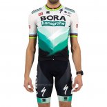2021 Maillot Cyclisme Bora Champion Blanc Verde Manches Courtes et Cuissard