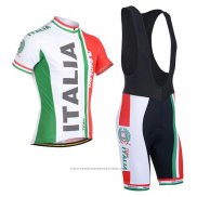 2021 Maillot Cyclisme Italie Rouge Vert Manches Courtes et Cuissard