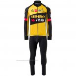 2021 Maillot Cyclisme Jumbo Visma Noir Jaune Manches Longues et Cuissard