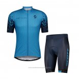 2021 Maillot Cyclisme Scott Bleu Manches Courtes et Cuissard