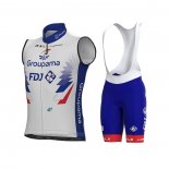 2022 Gilet Coupe-vent Groupama-FDJ Blanc Bleu Manches Courtes et Cuissard